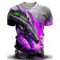 Men's grey T-shirt with a detailed 3D blue and white wind dragon print on the chest.