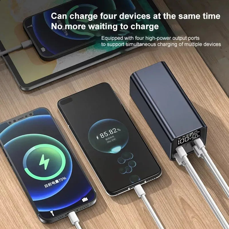 65W metal power bank for laptop charging with 20000mAh capacity in black, blue or grey colours