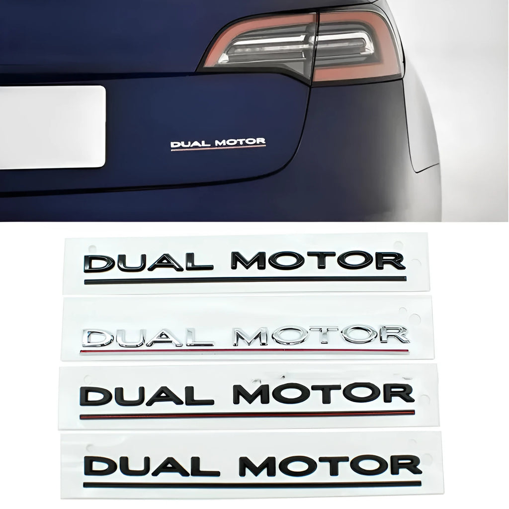 ABS plastic performance label sticker for Tesla Model 3 bumper in matte black and silver colour options.