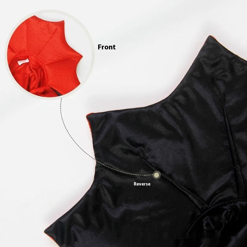 Black and red Halloween pet costume for dogs and cats made from polyester fabric