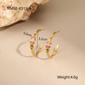Geometric colour zircon jewellery set with gold plated necklace, ring and earrings on stainless steel