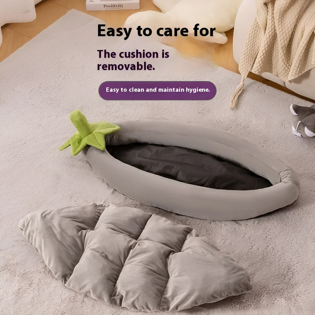 Removable washable cloth dog mat in brown grey orange purple colours showing S M L XL XXL sizes.