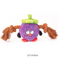 Green interactive dog plush rope knot tug toy with molar tooth chew centre on a white background.