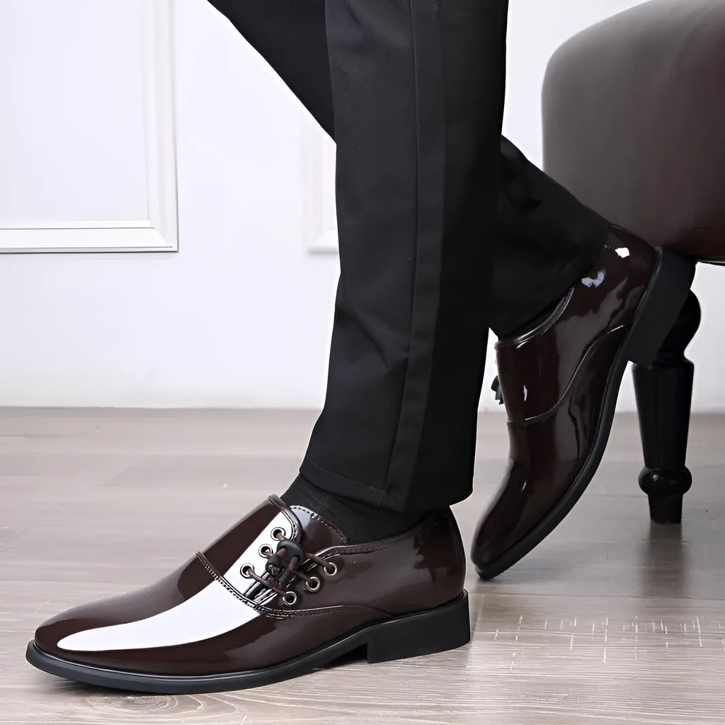 Men's business formal shoes with square heel and round toe in black or brown colours