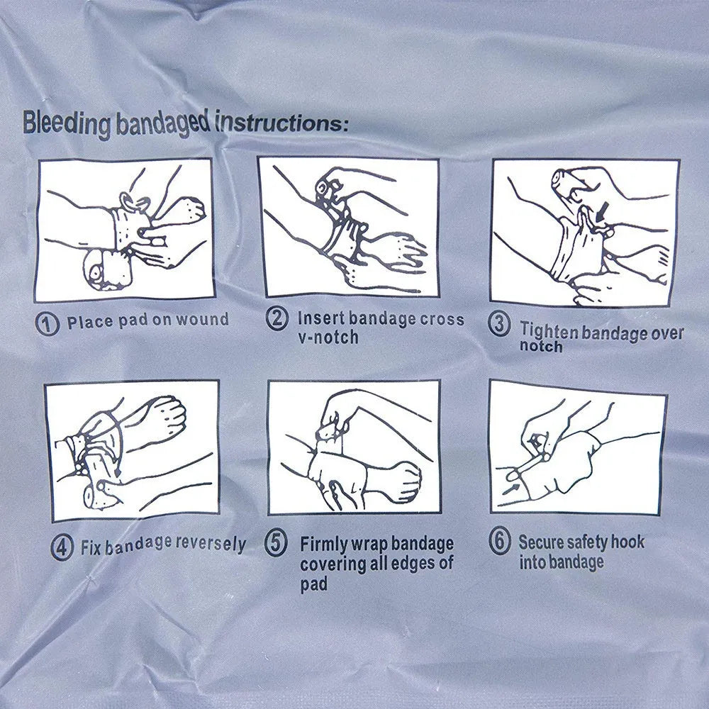 Packaged tactical hemostatic bandage roll for outdoor first aid, showing 4-inch and 6-inch size options.