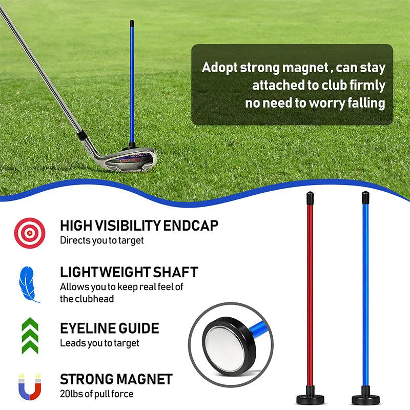 Red and blue aluminium alloy golf swing trainer with magnetic baseball bar alignment tool