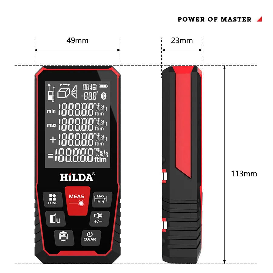 Handheld laser rangefinder distance meter with plastics housing for building measurement