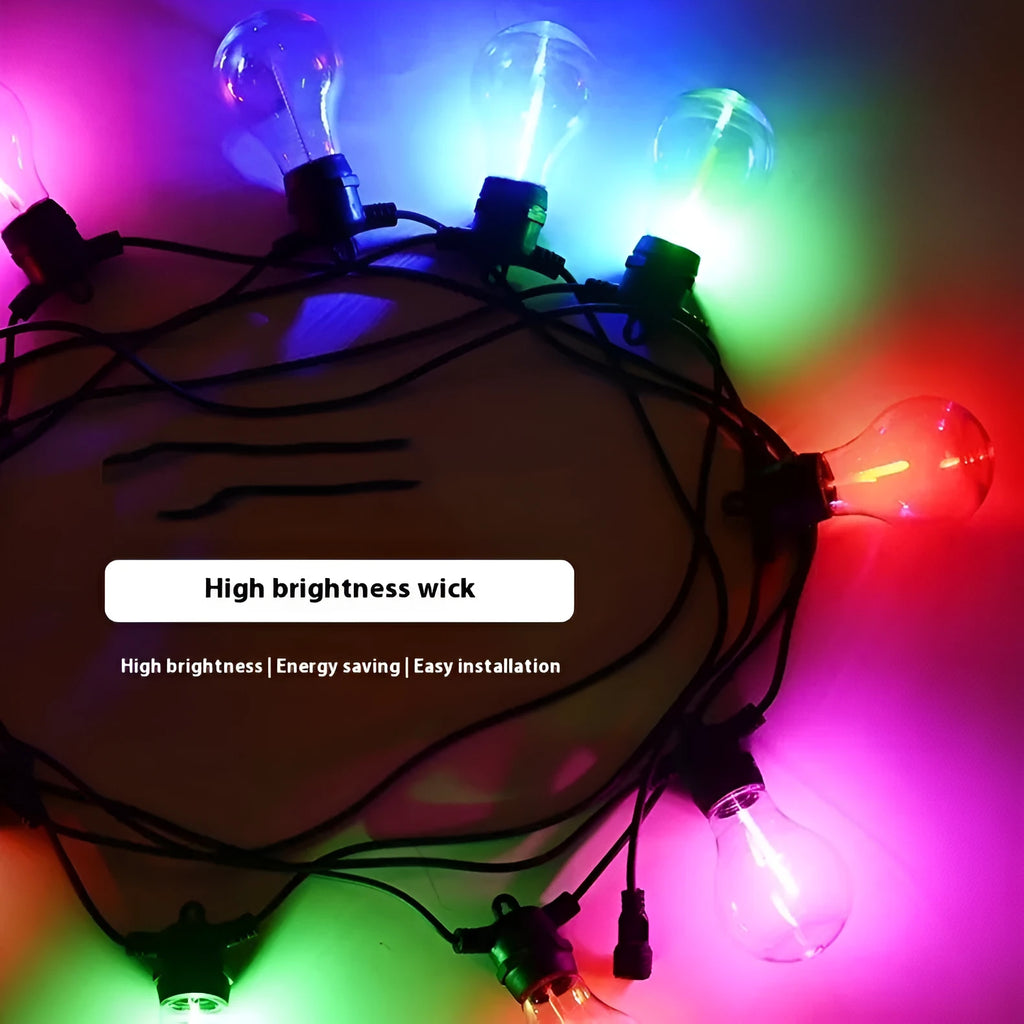 Outdoor waterproof string lights with 10 warm bulbs on 5 metre cord for garden and wedding decoration
