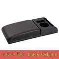 Universal automobile armrest box cover height increasing plastic with PU leather finish in beige placed on car centre console