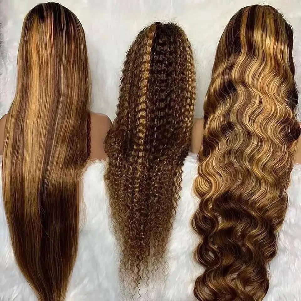 Front lace synthetic big wave wig in African black gradient colour with side bangs styling