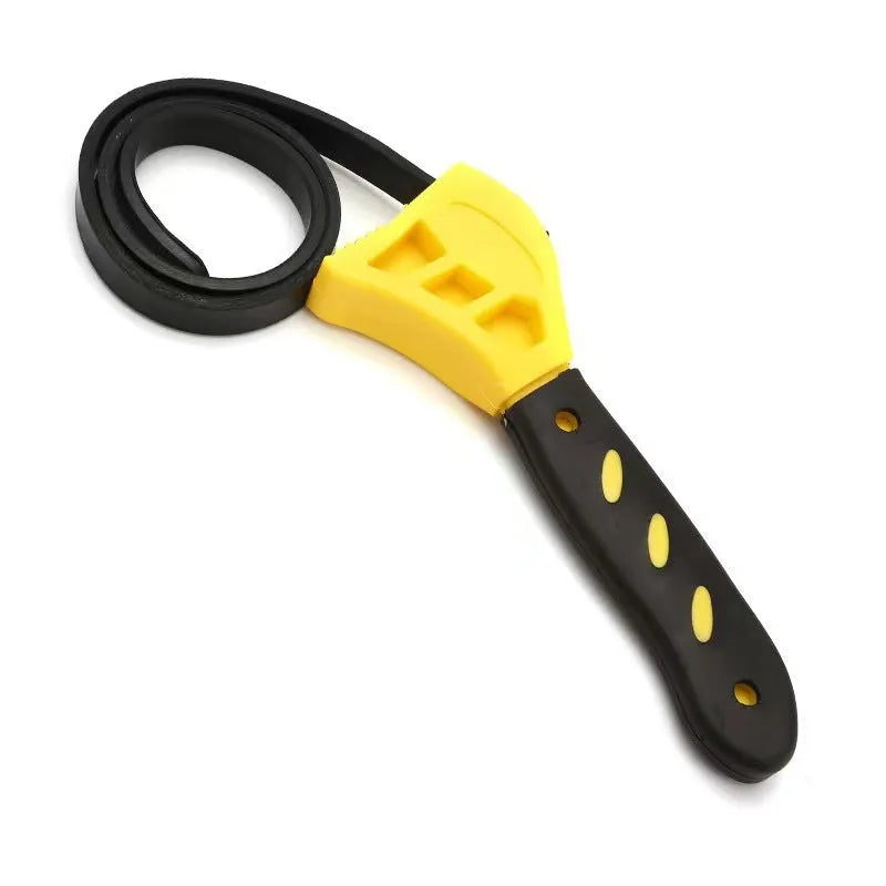 6-inch and 8-inch adjustable rubber strap wrench set with plastic rubber handles