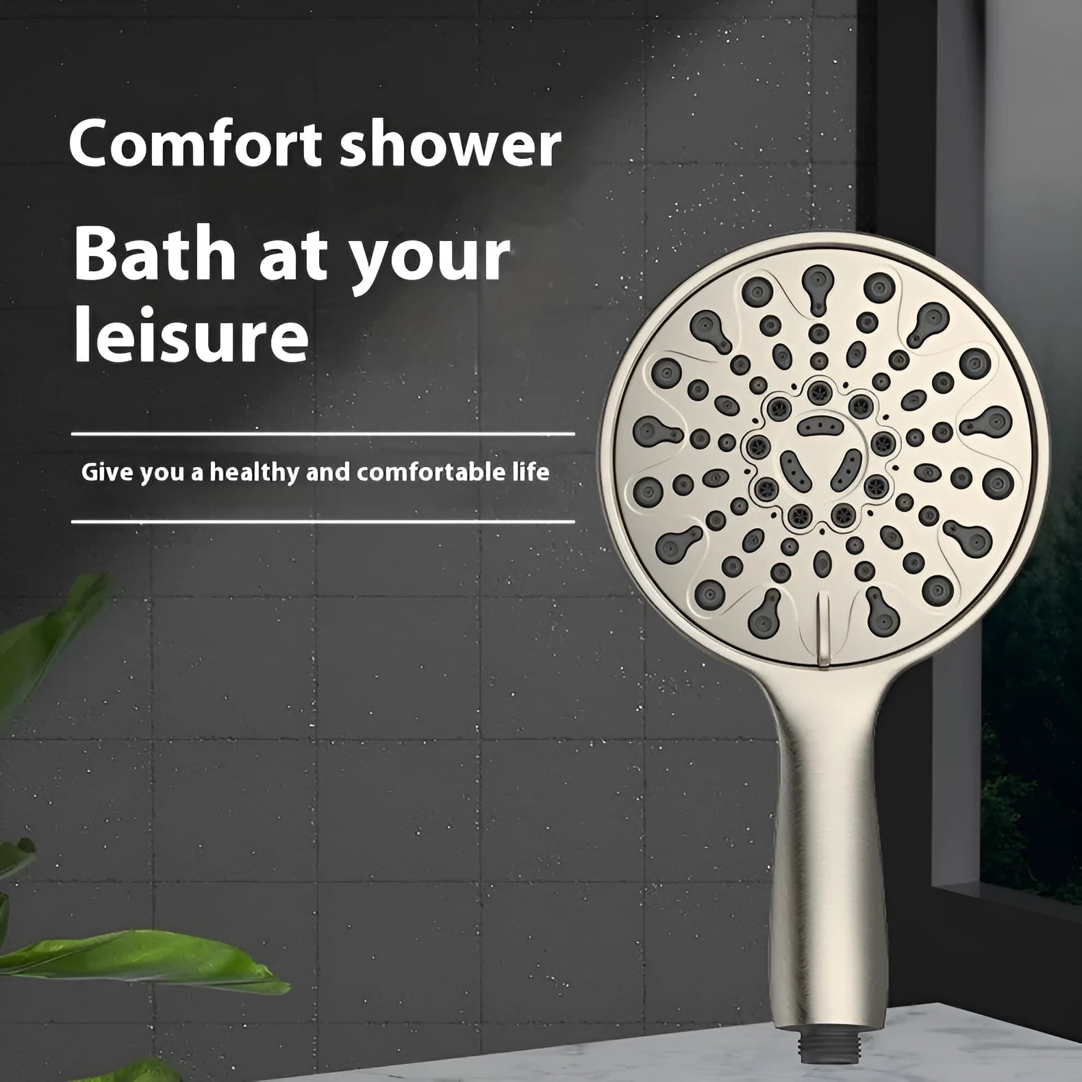 Chrome electroplated handheld shower head with six-function spray selector