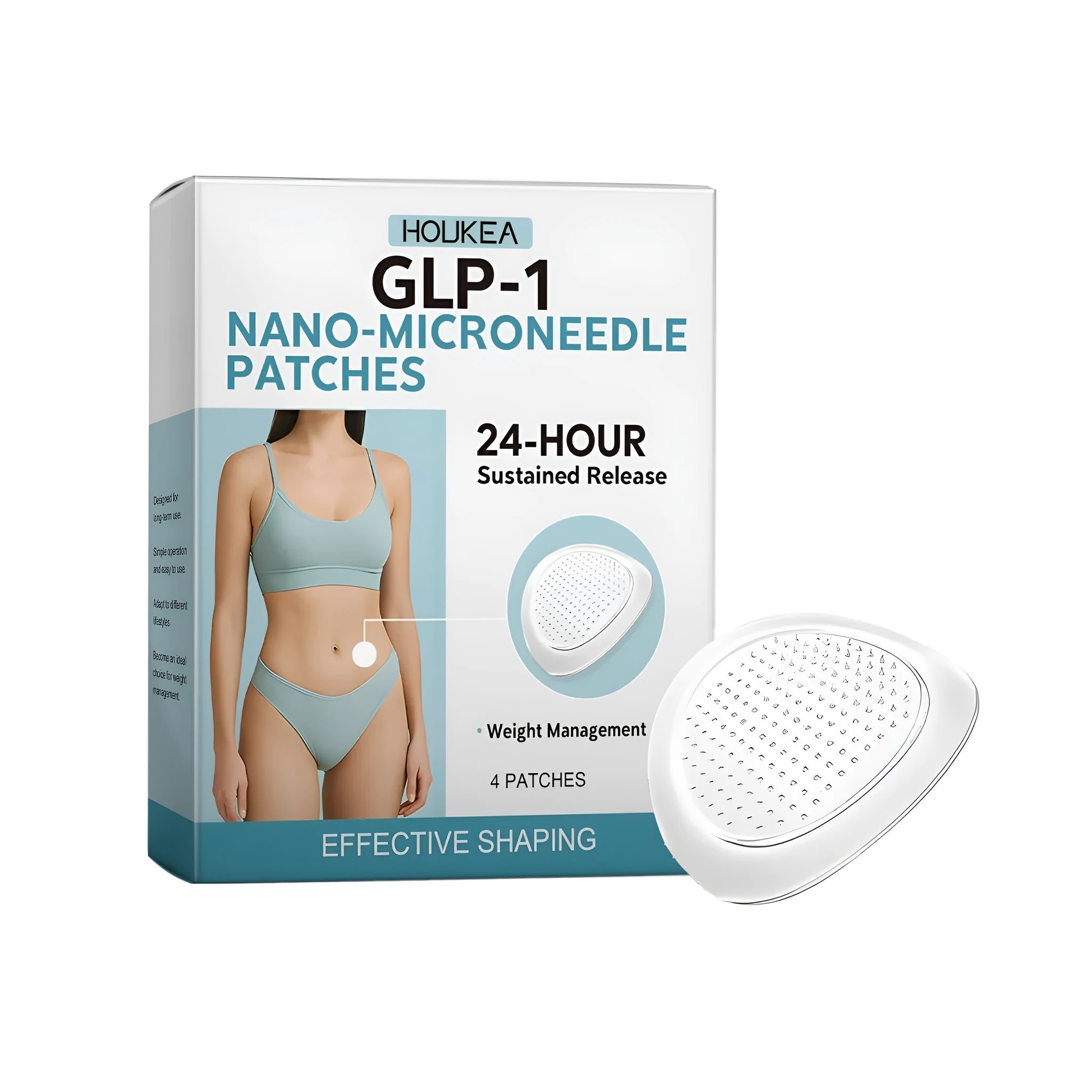 Four nano-microneedle patches in individual packaging for targeted skincare treatment