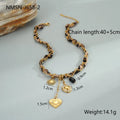 Stainless steel necklace with geometric leopard love pendant on 41-50cm chain, 18K electroplated finish