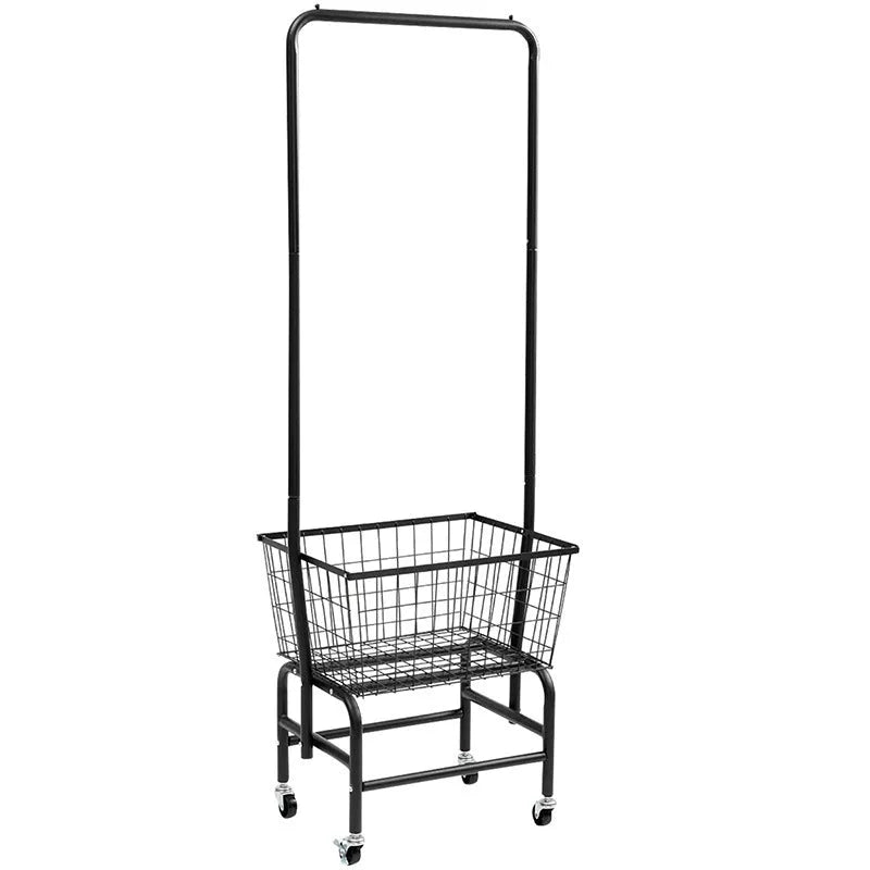 Single rod iron pulley storage car for wardrobe clothes organisation in white or black colour