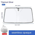 Car front shield sunshade with double elastic loops and titanium silver reflective surface