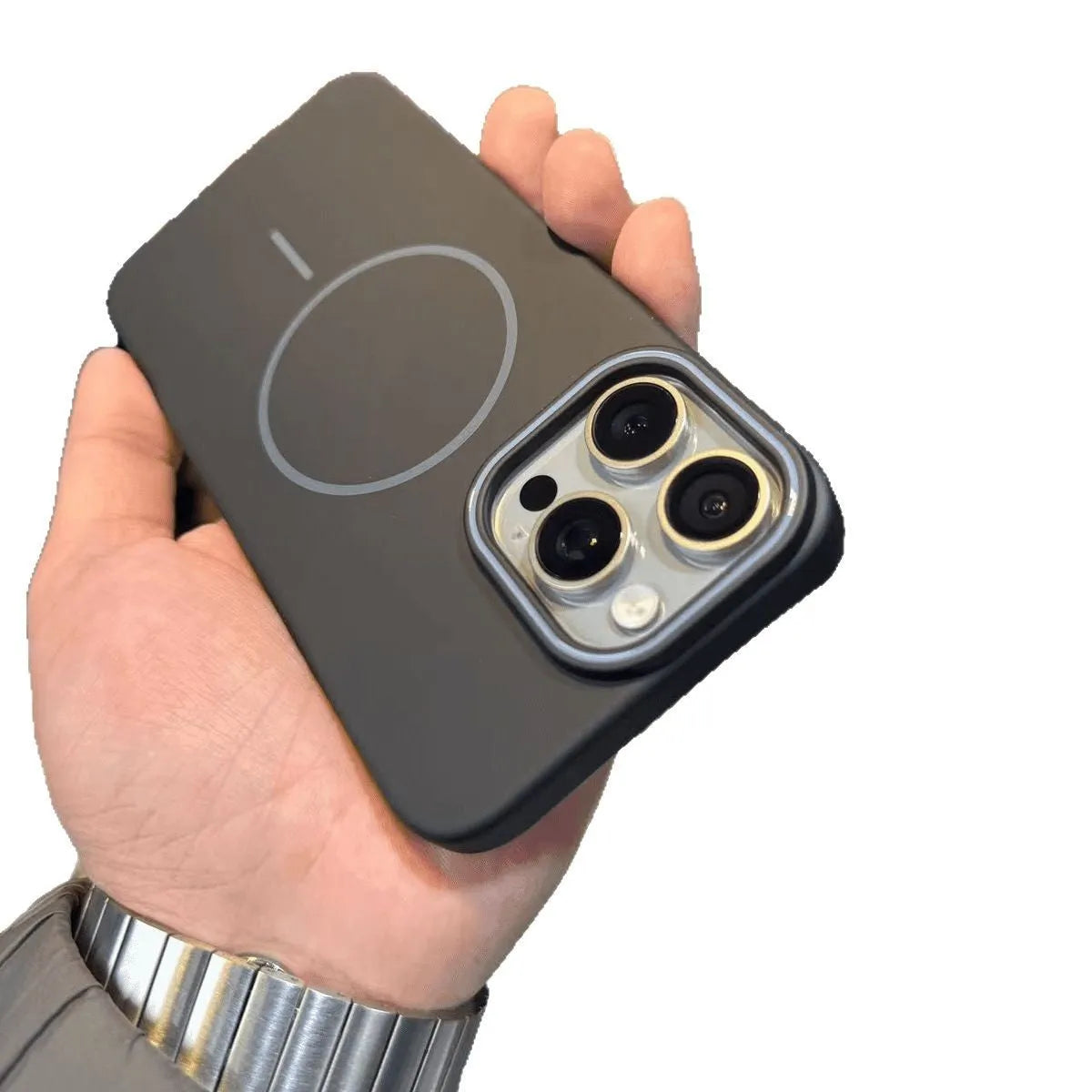 Soft fine circle magnetic phone case with frosted finish for iPhone in black colour