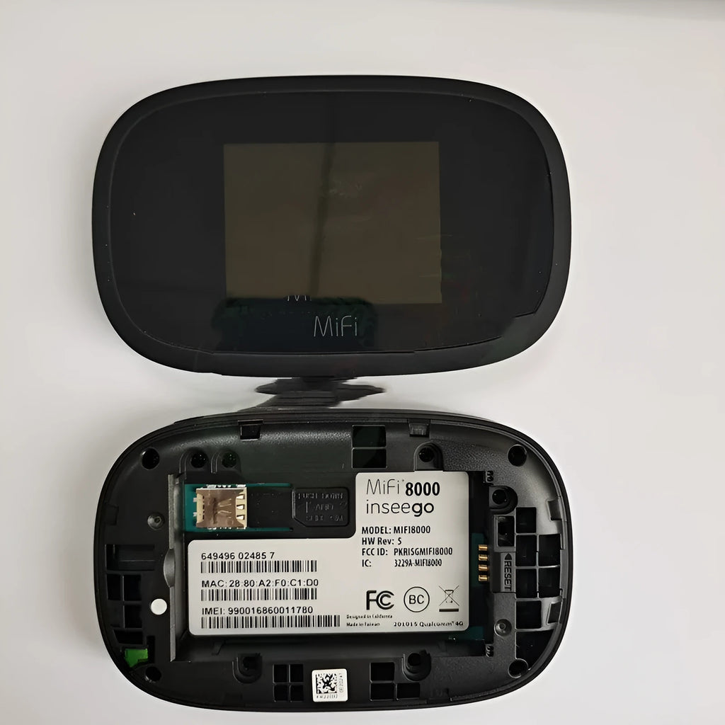 Black portable 4G WiFi router with compact design measuring 10x20x3cm