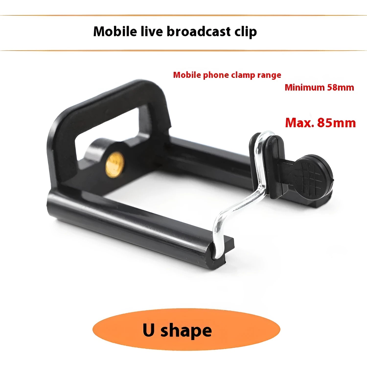 Black plastic U clip mobile phone hose bracket for mounting on pipes and poles.