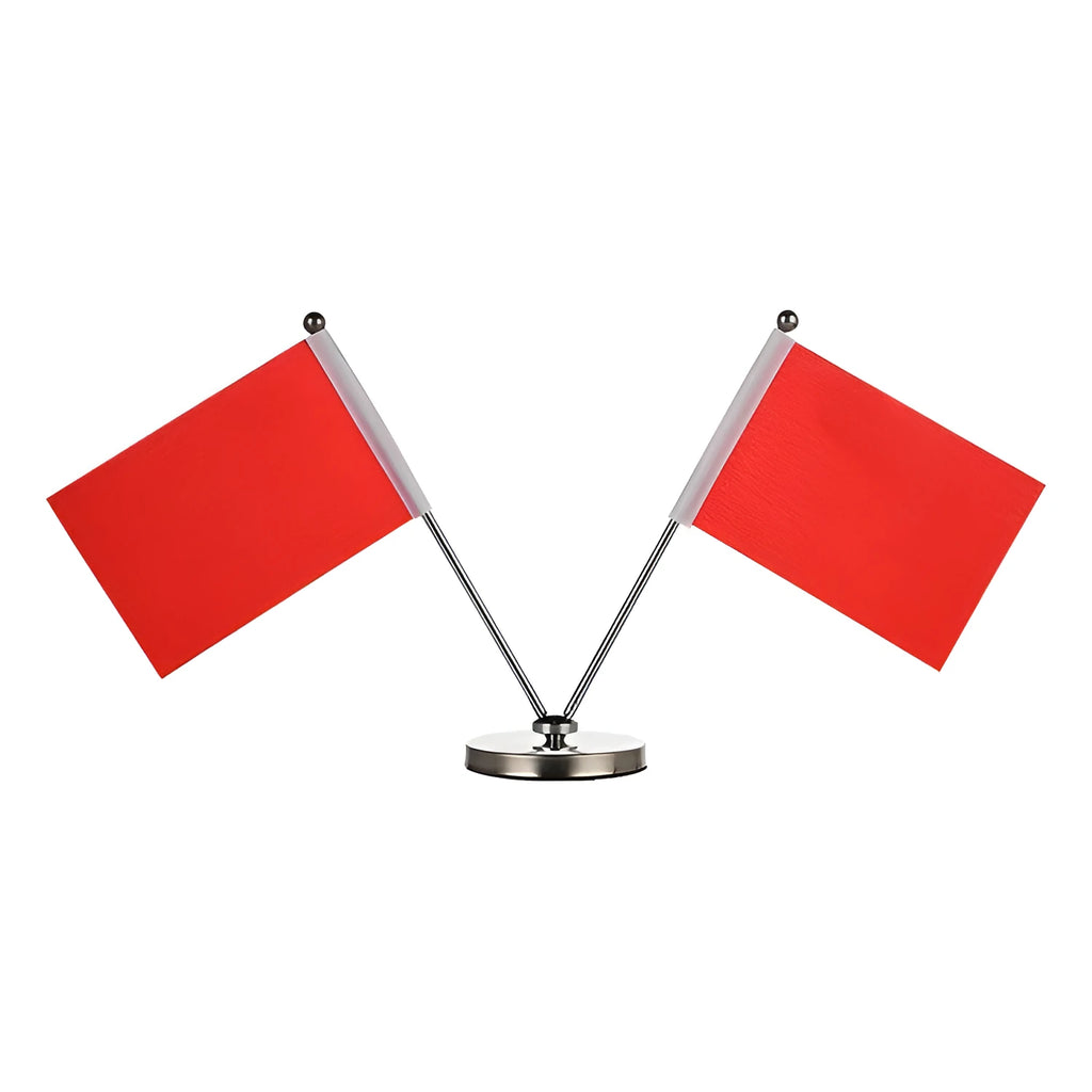 Red flag on telescopic metal rod with crystal base stand for car dashboard decoration