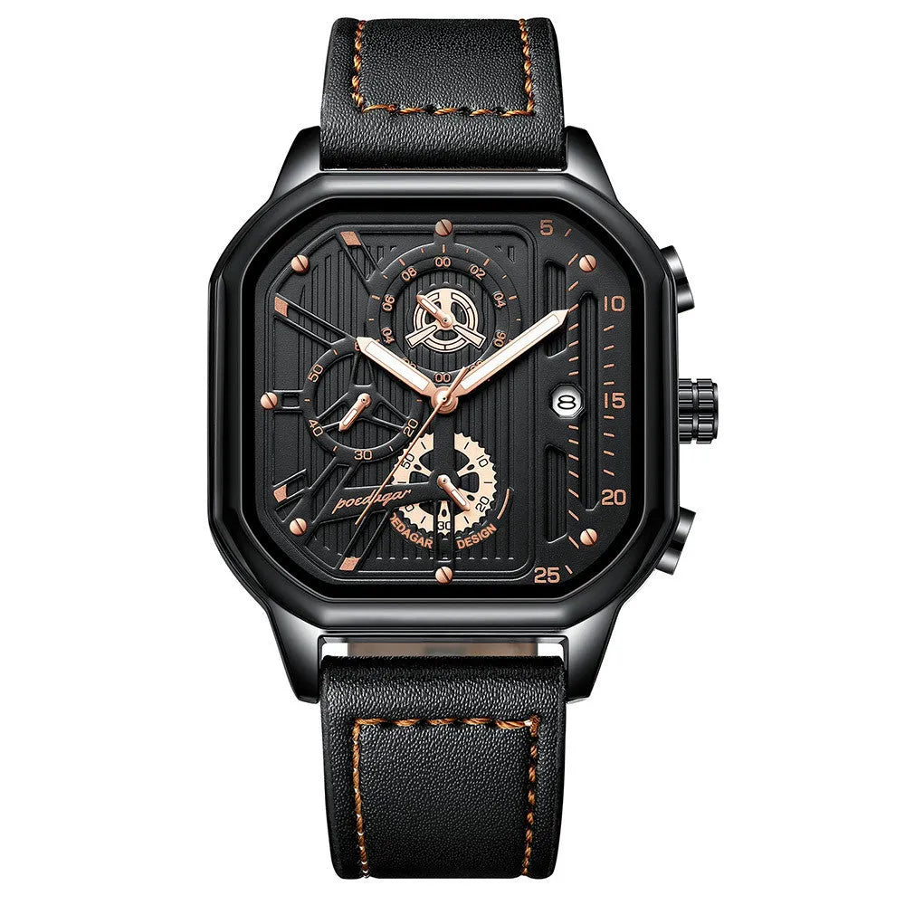 Men's sports quartz watch with belt-style strap in multiple colour combinations showing 8mm thickness