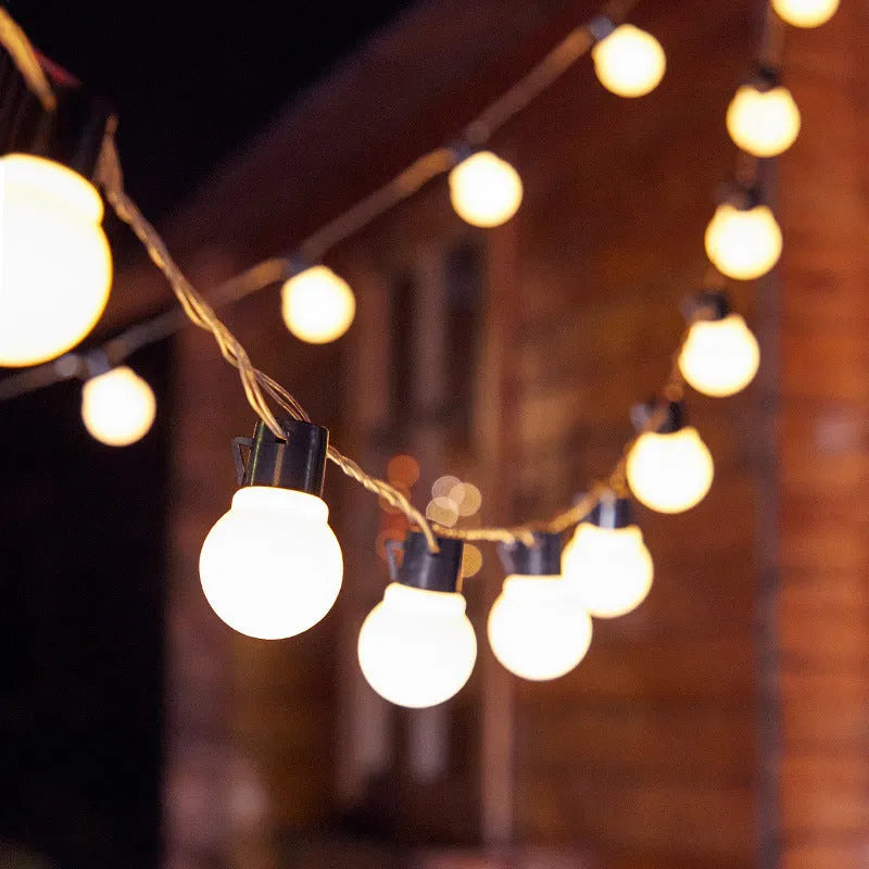 10 metre solar decorative string lights with 40 LED bulbs on black wire for outdoor tent decoration