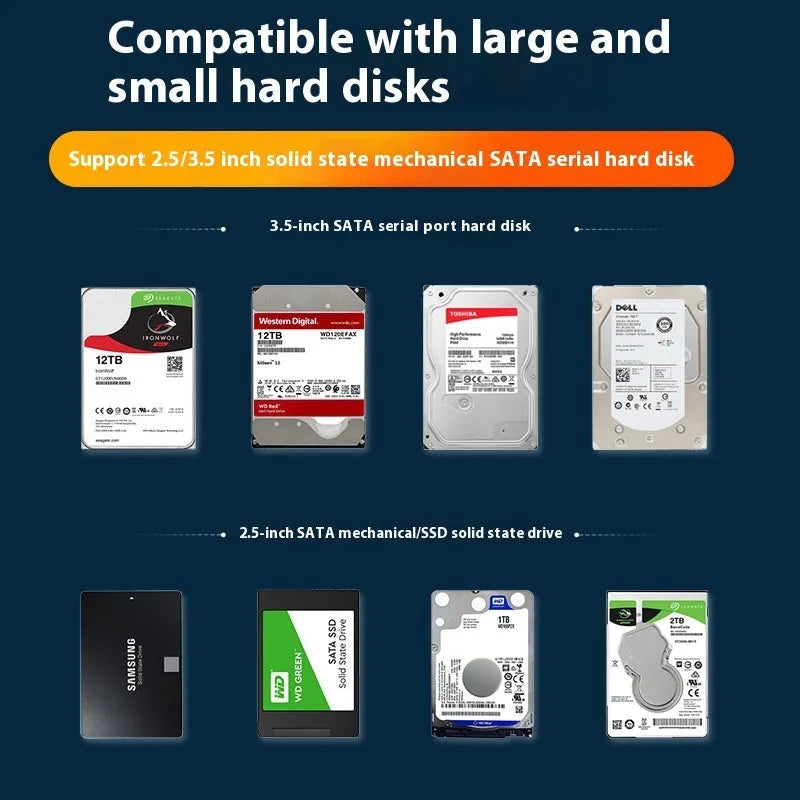 3.5 inch SATA to USB hard disk enclosure with power supply and data cable