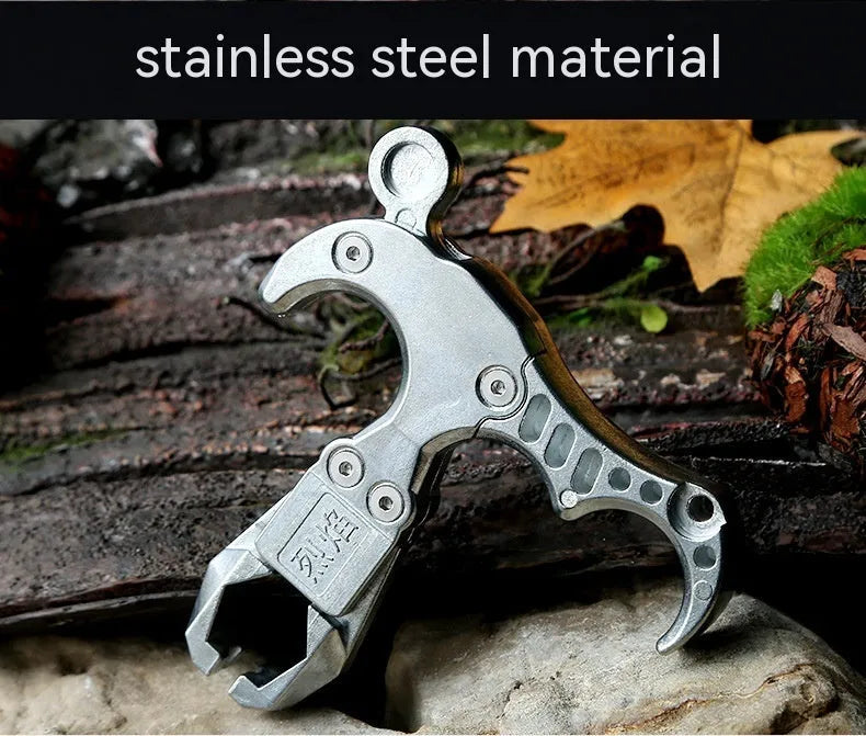 Close-up of a zinc alloy archery release aid showing the harpoon clip and trigger mechanism.