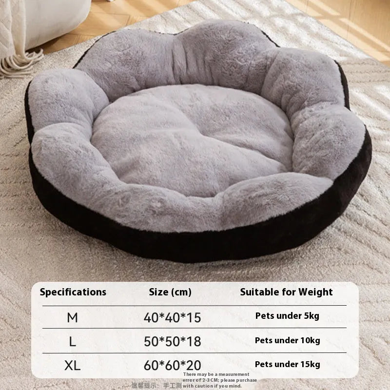 Rabbit plush cat bed with round nest design and detachable washable cover