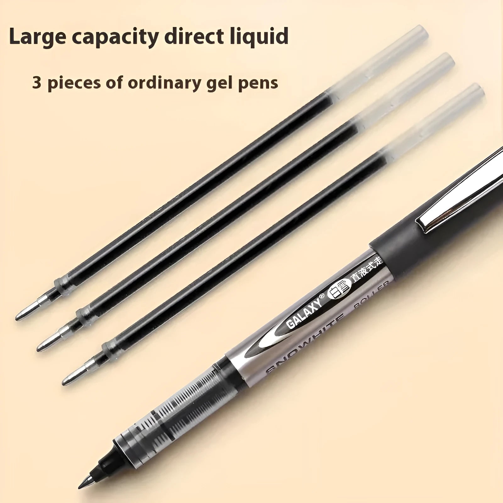 Box of twelve water-based quick-drying signature pens with 0.5mm fine tips in assorted ink colours.