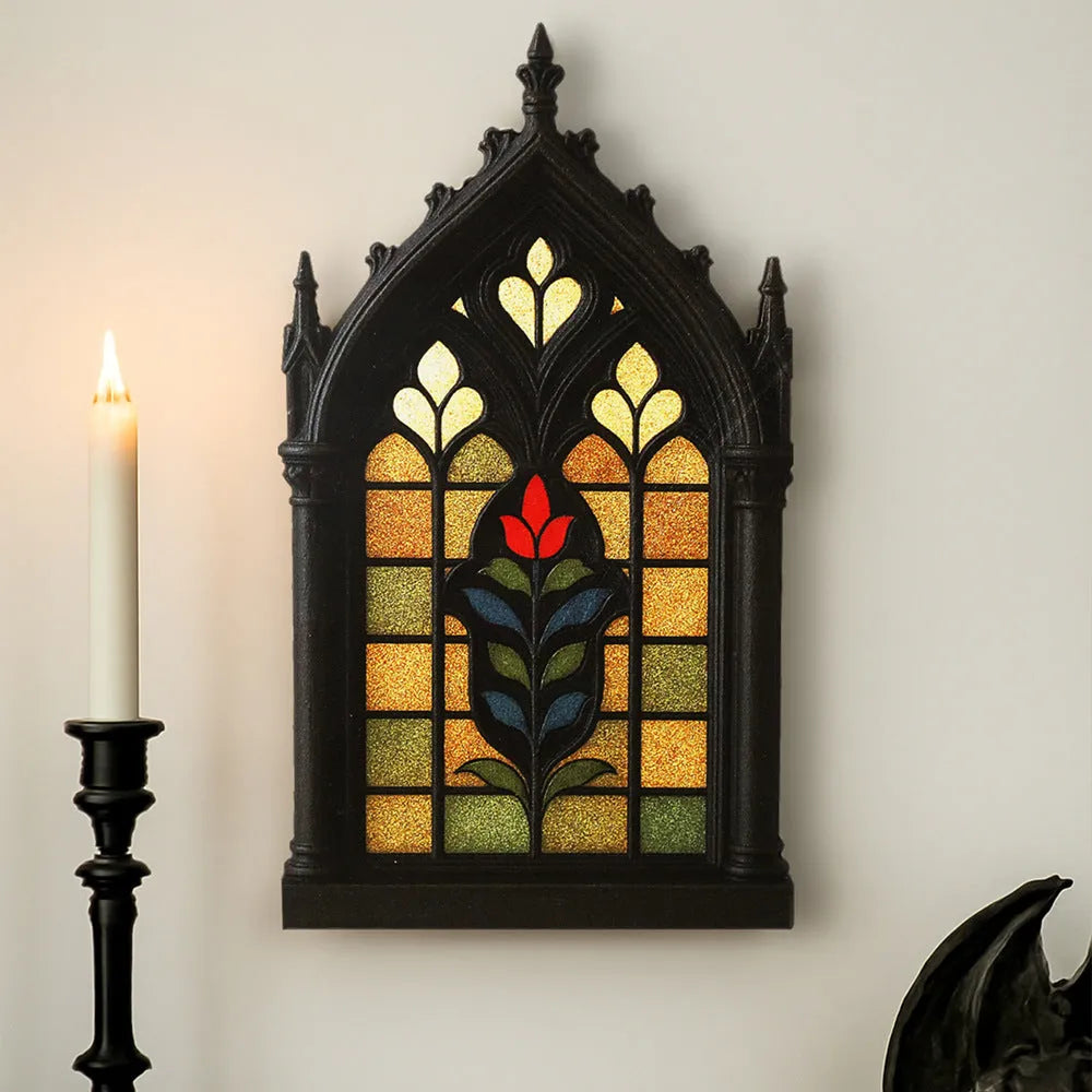 Black wooden gothic door frame wall mounted storage rack with three size options small medium large