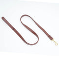 Black and maroon PU leather pet leads showing 1.5m, 2.0m, and 2.5m length options