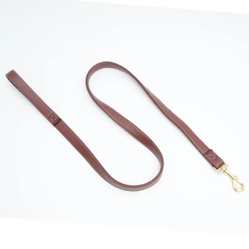 Black and maroon PU leather pet leads showing 1.5m, 2.0m, and 2.5m length options