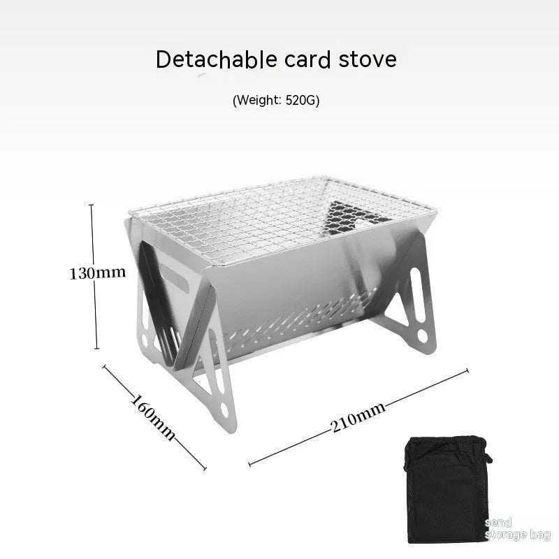 Folding stainless steel barbecue oven with large grill plate and storage bag
