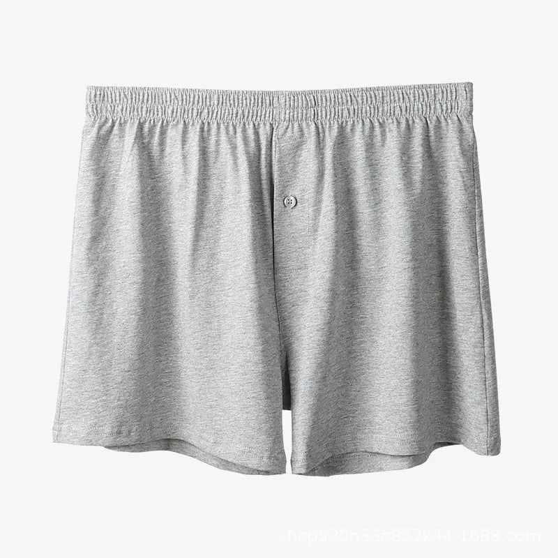Men's cotton boxer shorts in black, light grey and navy blue colours with high waist and loose fit