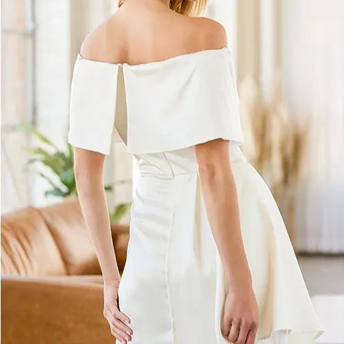 Women's off-shoulder strapless high waist dress with lace-up front and patchwork midi skirt
