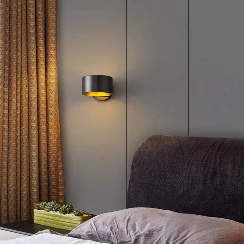 Modern simple copper wall lamp in black or gold finish with 220V UK voltage