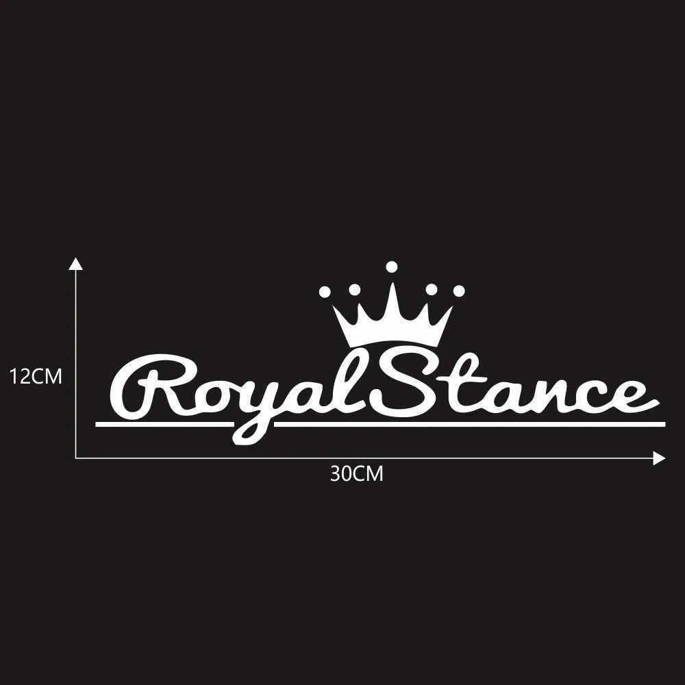 Reflective crown design car sticker on a vehicle window, showing black, white and colour options.