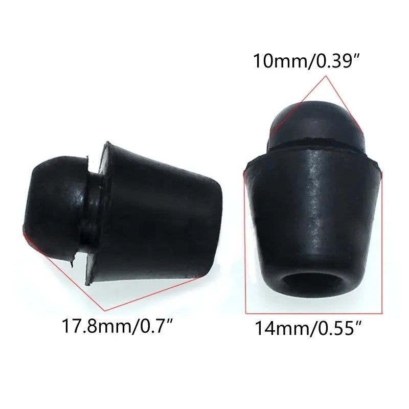 Ten dark grey rubber automobile buckle clips for vehicle trunk and cover shock absorption.