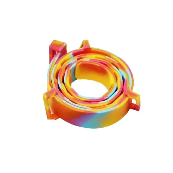 Rainbow plastic flea prevention collar for pets in cat and dog sizing options
