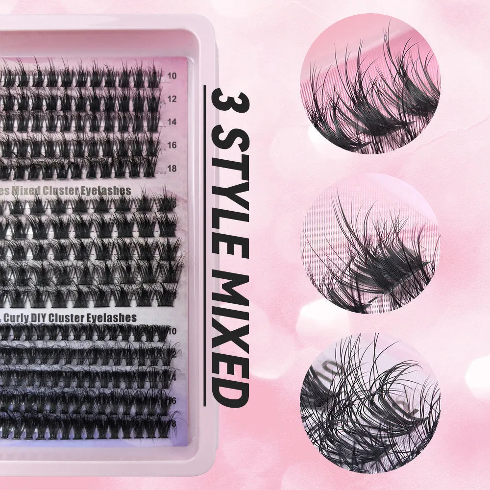 Large capacity false eyelash storage box measuring 13.7cm with mixed eyelashes inside