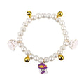 Halloween cat collar with simulated pearl necklace and a central pumpkin charm decoration.