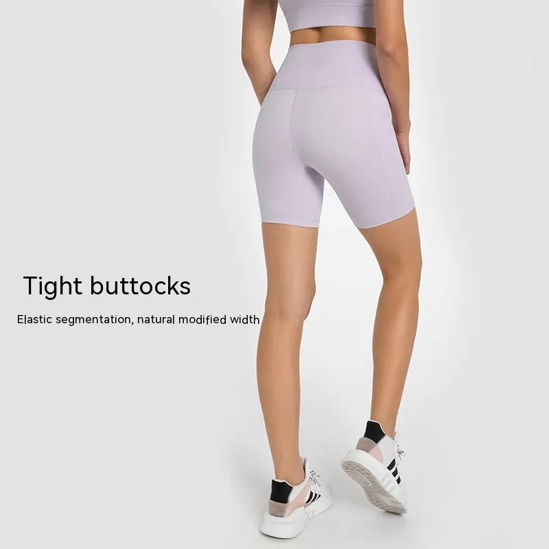 Women's black stretch cotton blend sports shorts, mid-thigh length, for running and gym workouts