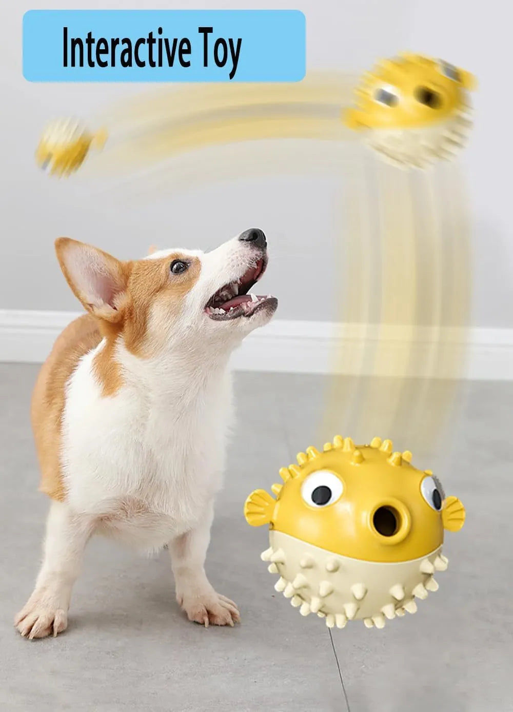 Green fish-shaped interactive dog toy with textured surface for treat dispensing and dental cleaning