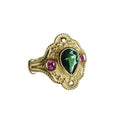 Geometric gold-plated alloy ring for women on a plain background, showing its ins style design.