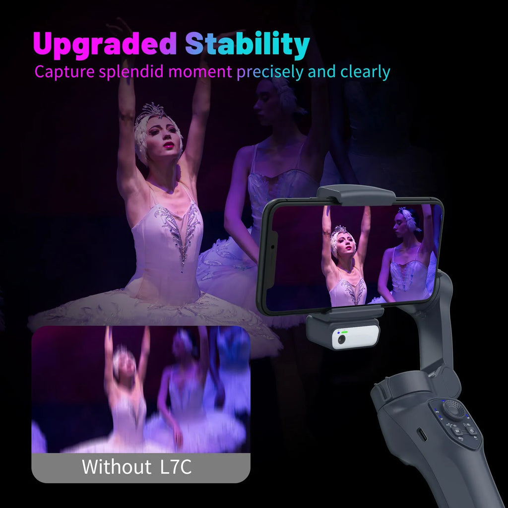 Foldable handheld tripod head stabiliser in L7Cpro gun colour with USB charging port