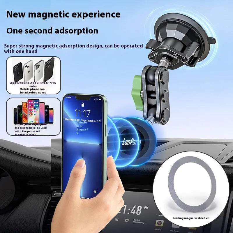 Car magnetic phone holder with suction cup dashboard mount in alloy, universal fit, Ordinary RBA-M01 colour