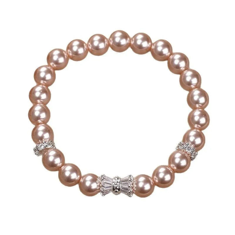 Light purple aurora imitation pearl bracelet for women in dream purple with electroplated finish