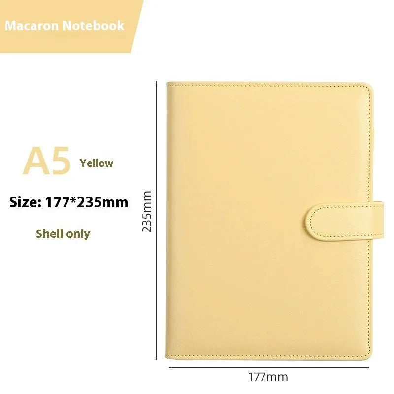 A5 PU leather notebook shell with zipper closure in a solid colour, shown closed.