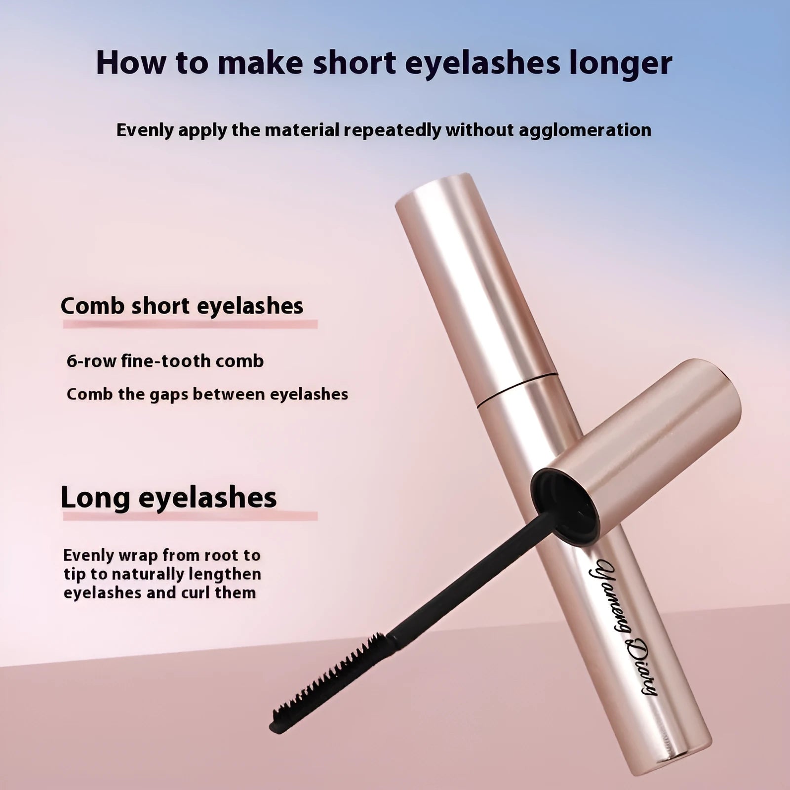 Long curling long-lasting mascara in black or brown colour options for volumised lashes
